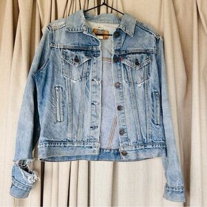 Levi's Light Blue Red Tag Distressed Denim Jacket